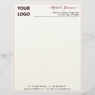 Custom Logo Name Info Letterhead Your Colours Font
