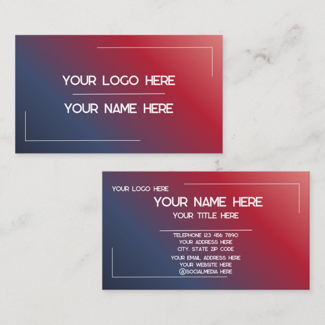 Custom Logo Name Minimalist Modern Professional Business Card (Front/Back)