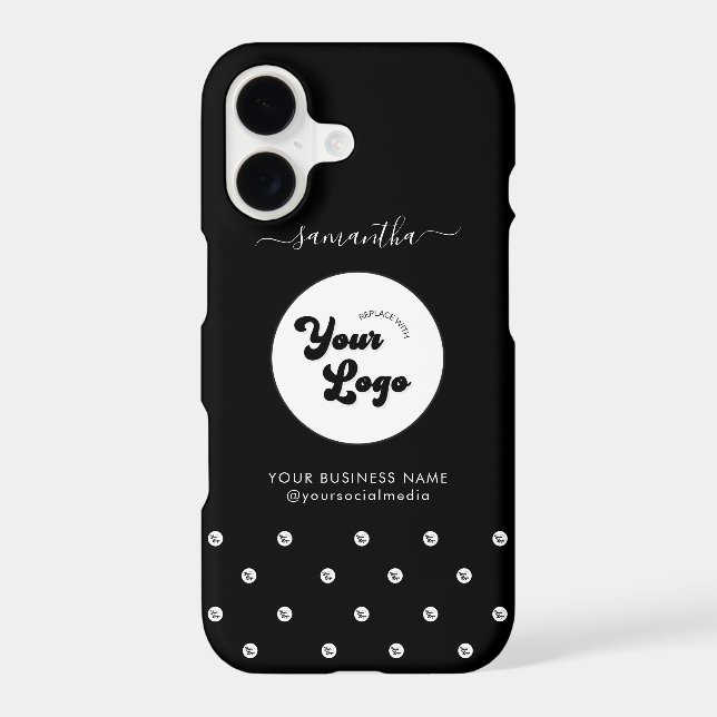 Custom Logo Name Text Modern Business Company iPhone Case (Back)