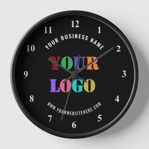 Custom Logo Name Text Wall Clock - Your Colors