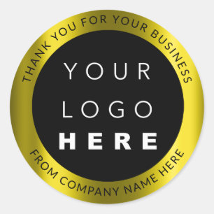 Custom Logo Name Web Mustard Yellow Thank You Classic Round Sticker