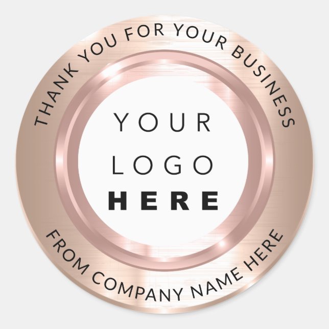 Custom Logo Name Web Rose BlushThank You Classic Round Sticker (Front)