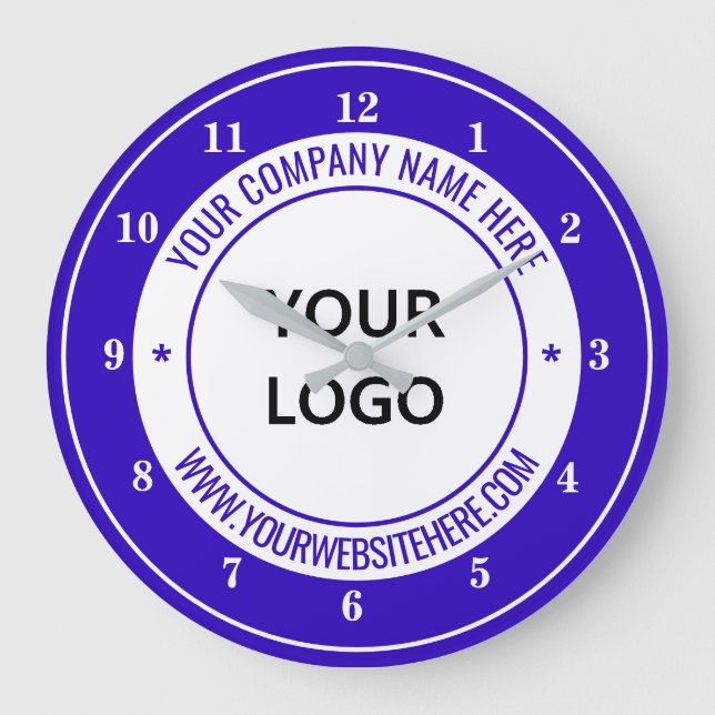Custom Logo Name Website Colour Personalized - Blu Large Clock (Front)