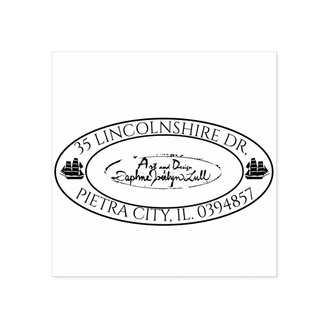 Custom Logo Nautical Oval Return Address Rubber St Stamp (Imprint)