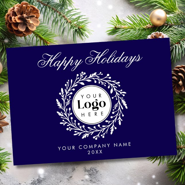 Custom Logo Navy Christmas Business Thank You Card (Creator Uploaded)