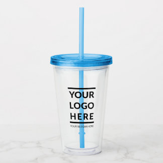 Custom Logo No Minimum With Straw Acrylic Tumbler