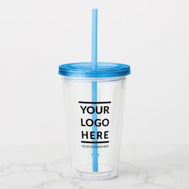 Custom Logo No Minimum With Straw Acrylic Tumbler (Front)