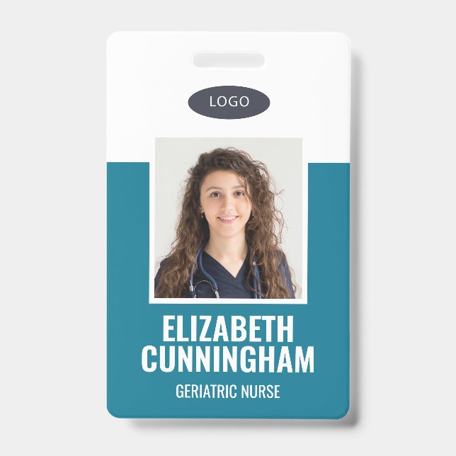 Custom Logo Nurse Doctor Name Barcode Badge (Front)