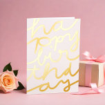 Custom Logo Office Stylish Modern Happy Birthday Foil Greeting Card<br><div class="desc">Celebrate birthdays in style with our modern and vibrant corporate birthday card! Featuring exquisite real gold foil hand-written text, "Happy Birthday, " elegantly spanning the entire page, this card exudes sophistication and charm. The customizable white background allows you to tailor the card to suit any corporate branding or personal preference....</div>