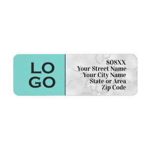 Custom Logo on Aqua and White Marble
