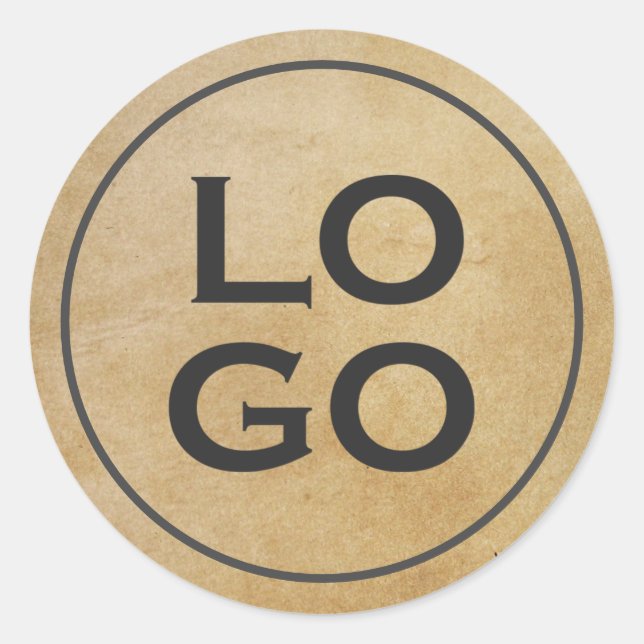 Custom Logo on Rustic Parchment Classic Round Sticker (Front)