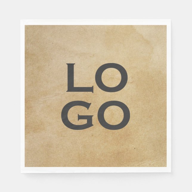 Custom Logo on Rustic Parchment Napkin (Front)