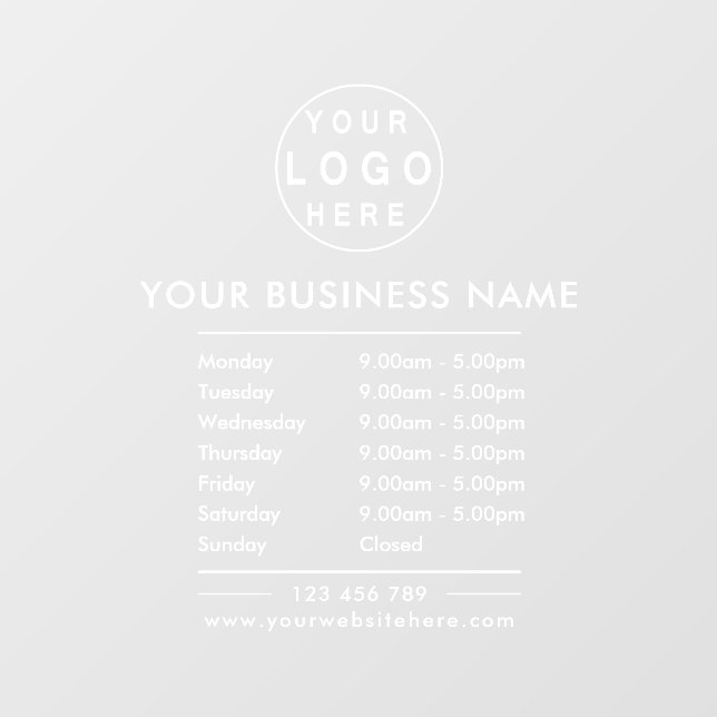 Custom Logo Opening Hours Contacts Business Window Cling (Sheet)