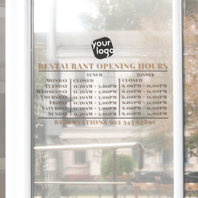  Custom Logo Opening Lunch Dinner Hours Restaurant Window Cling (Creator Uploaded)