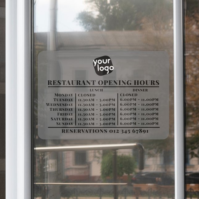  Custom Logo Opening Lunch Dinner Hours Restaurant Window Cling (Creator Uploaded)