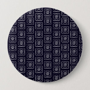 Custom Logo or Image Repeating Navy Blue Design 4 Inch Round Button