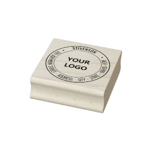Custom Logo or Photo Address Round Rubber Stamp