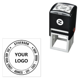 Custom Logo or Photo Address Round Stamp Template