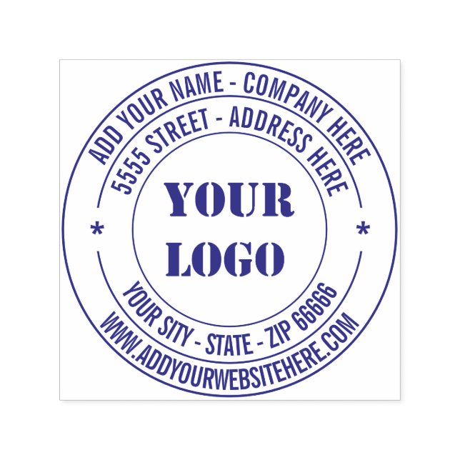 Custom Logo or Photo Address Round Stamp Template (Design)
