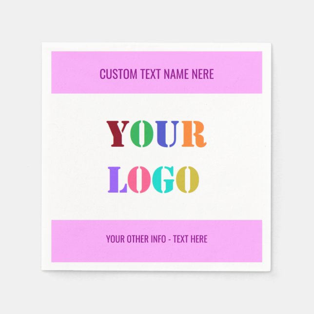 Custom Logo or Photo and Text Napkins Your Colours (Front)