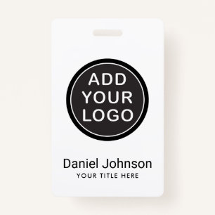 Custom logo or photo employee name title id badge