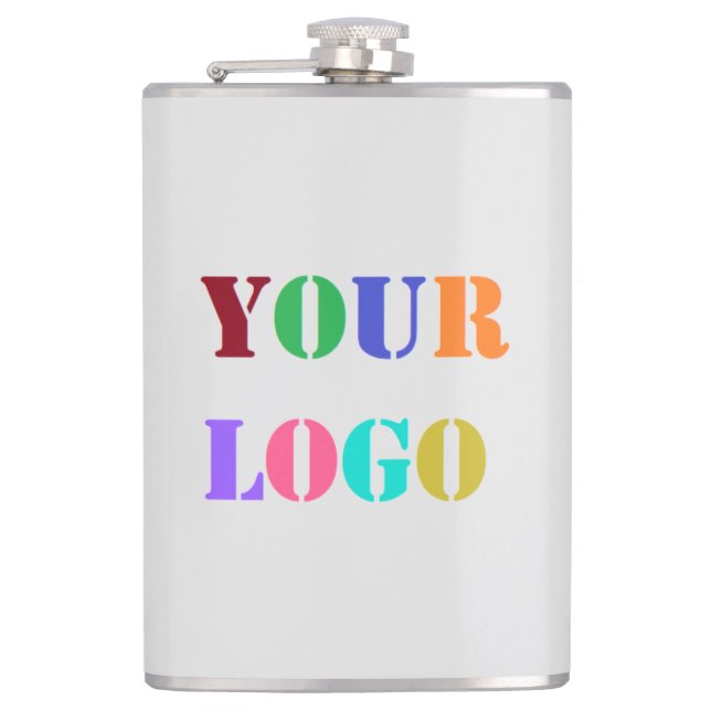 Custom Logo or Photo Flask Gift - Your Colours (Front)