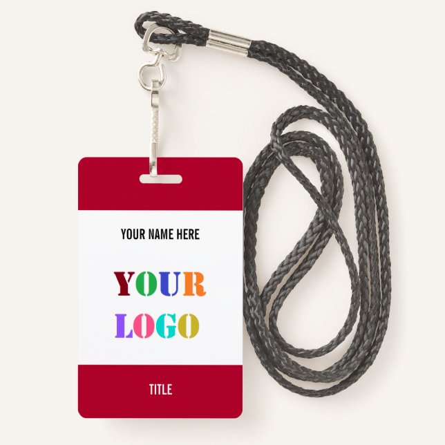 Custom Logo or Photo Name Title Personalized Badge (Back with Lanyard)