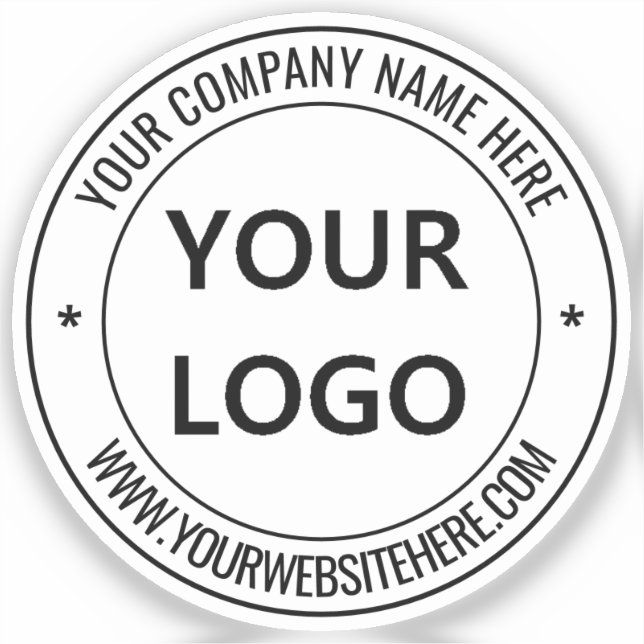 Custom Logo or Photo Text Round Sticker Template (Front)