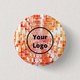 Custom logo orange whirl blocks 1 inch round button