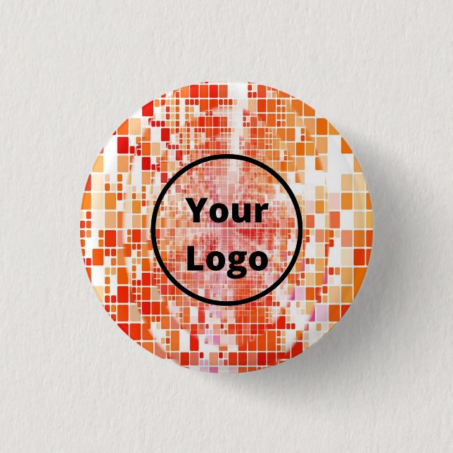 Custom logo orange whirl blocks 1 inch round button (Front)