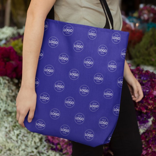 Custom Logo Pattern Blue Promotional Tote Bag (Creator Uploaded)