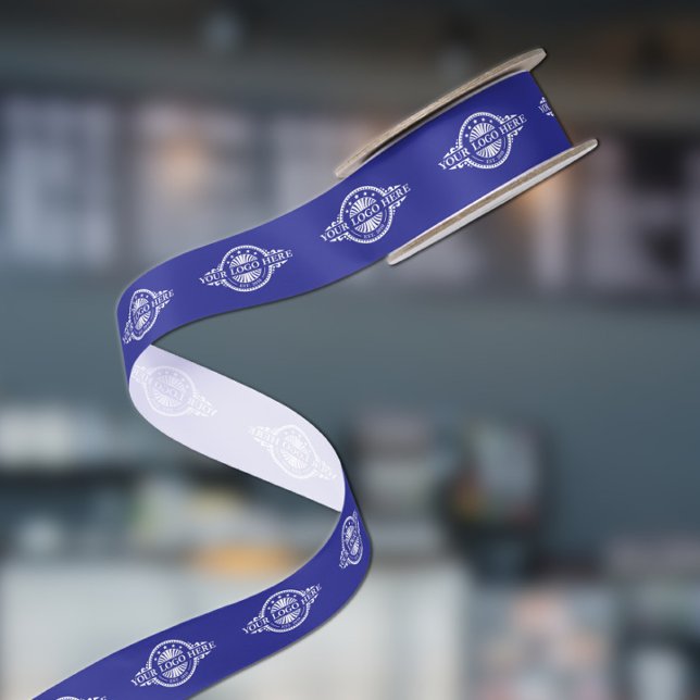 Custom Logo Pattern Promotional 1.5" Blue Satin Ribbon (Creator Uploaded)