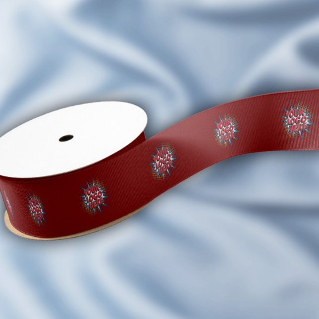 Custom Logo Pattern Red Promotional 1.5" Grosgrain Ribbon (Creator Uploaded)