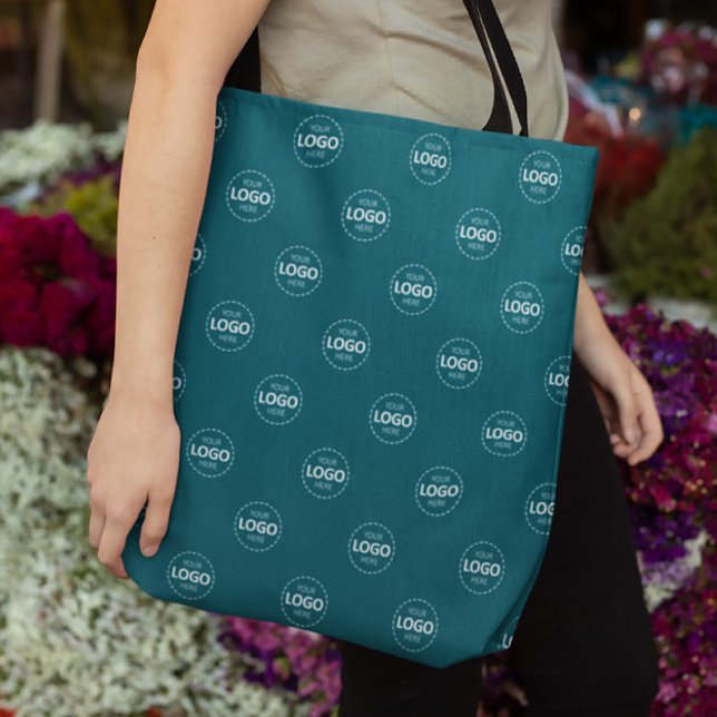 Custom Logo Pattern Teal Promotional Tote Bag (Creator Uploaded)