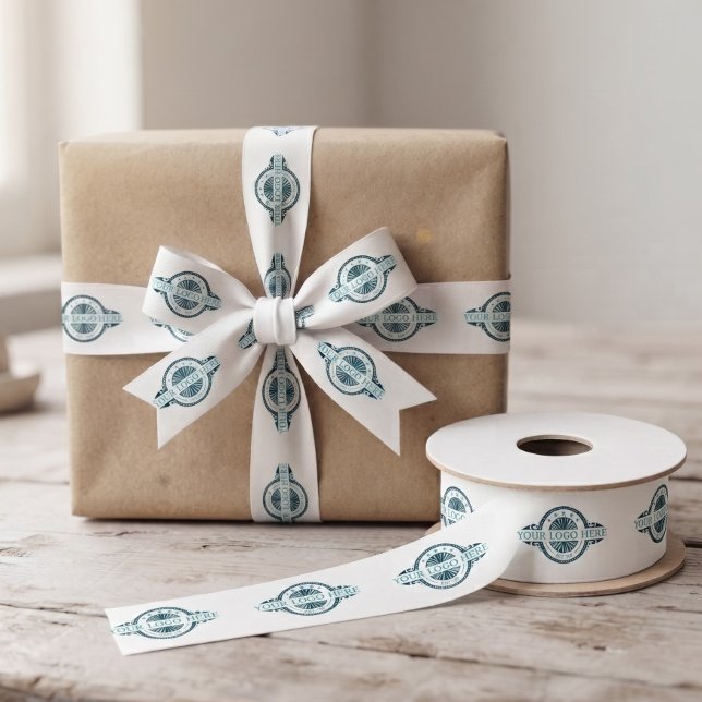 Custom Logo Pattern White Promotional 1.5" Satin Ribbon (Creator Uploaded)