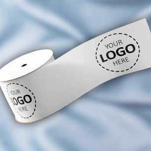 Custom Logo Pattern White Promotional 3" Grosgrain Ribbon