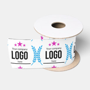 Custom Logo Patterned White Ribbon Satin Ribbon