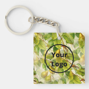 Custom logo pears and leaves pattern keychain