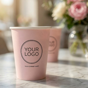 Custom Logo Personalized Business Branding Pink Paper Cups
