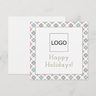 Custom Logo Photo Four Poinsettia Motif Christmas Card