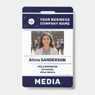 Custom logo photo media press bold ID Badge