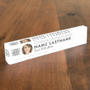 Custom Logo Photo Modern Professional White Nameplate
