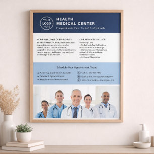 Custom Logo Photo QR Healthcare Clinic Doctor Poster