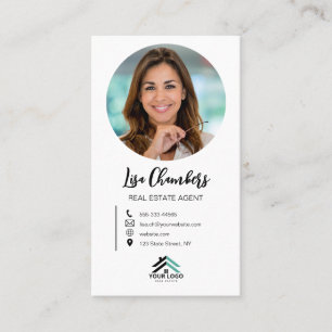 Custom Logo Photo Real Estate Agent Realtor  Business Card