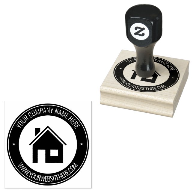 Custom Logo Photo Text Round Rubber Stamp Template (Stamped)