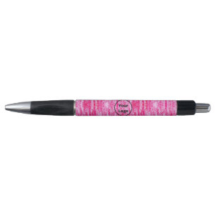 Custom logo pink and white pixel pen