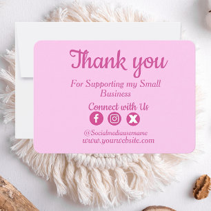 Custom Logo Pink Business Thank you card