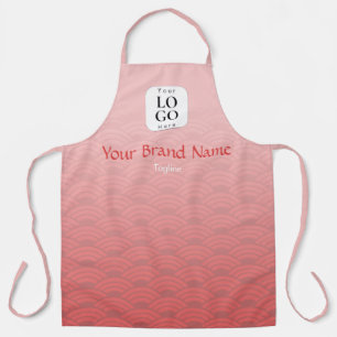 Custom Logo Pink Dusty Red Japanese Wave Apron