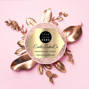 Custom Logo Pink Gold Name Instagra Social Rose Classic Round Sticker