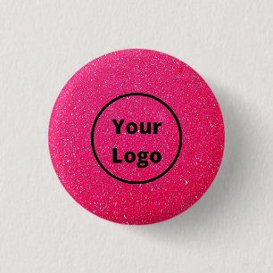 Custom logo pink rough surface print 1 inch round button